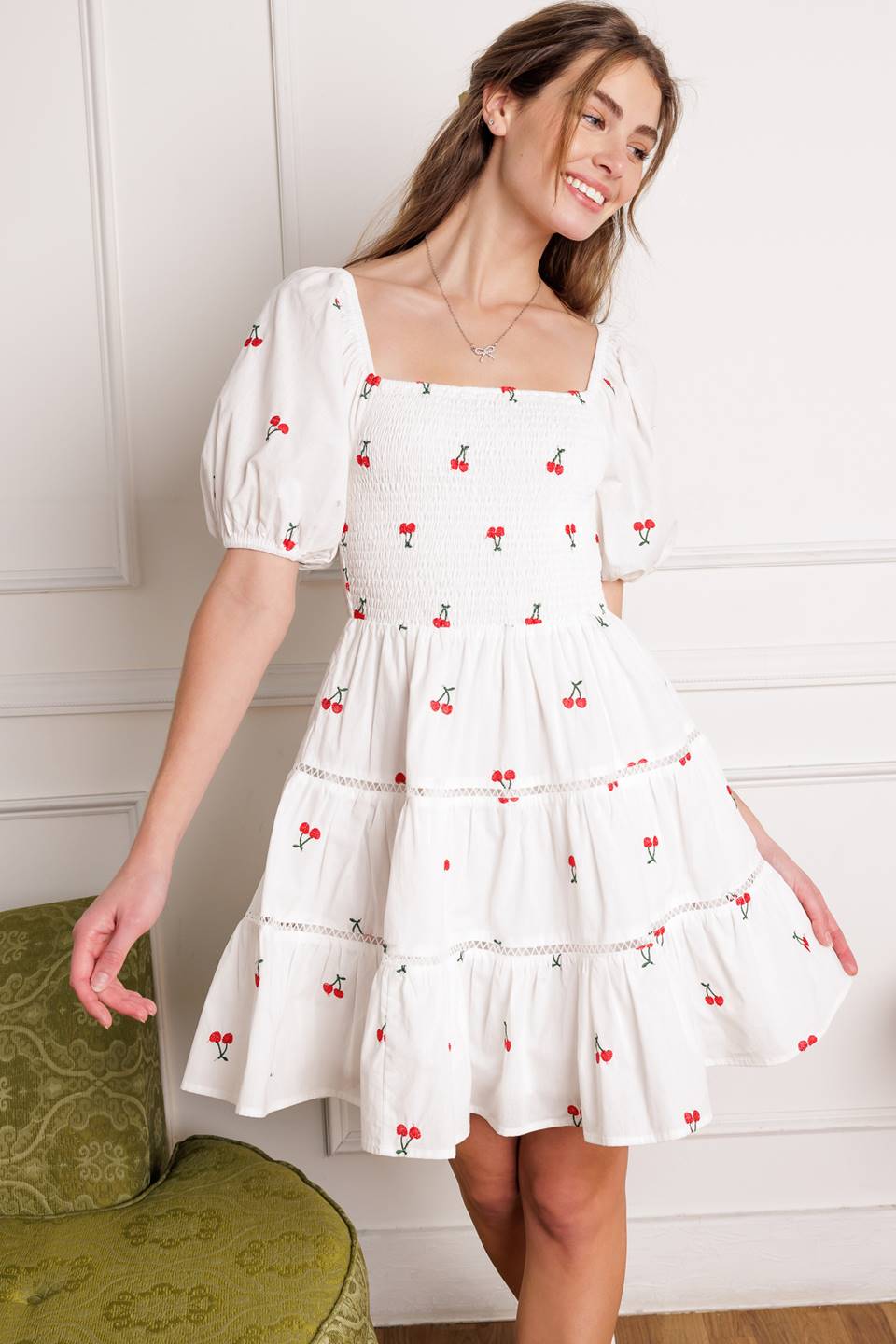 STILL DECIDING EMBROIDERED MINI DRESS Flying Tomato